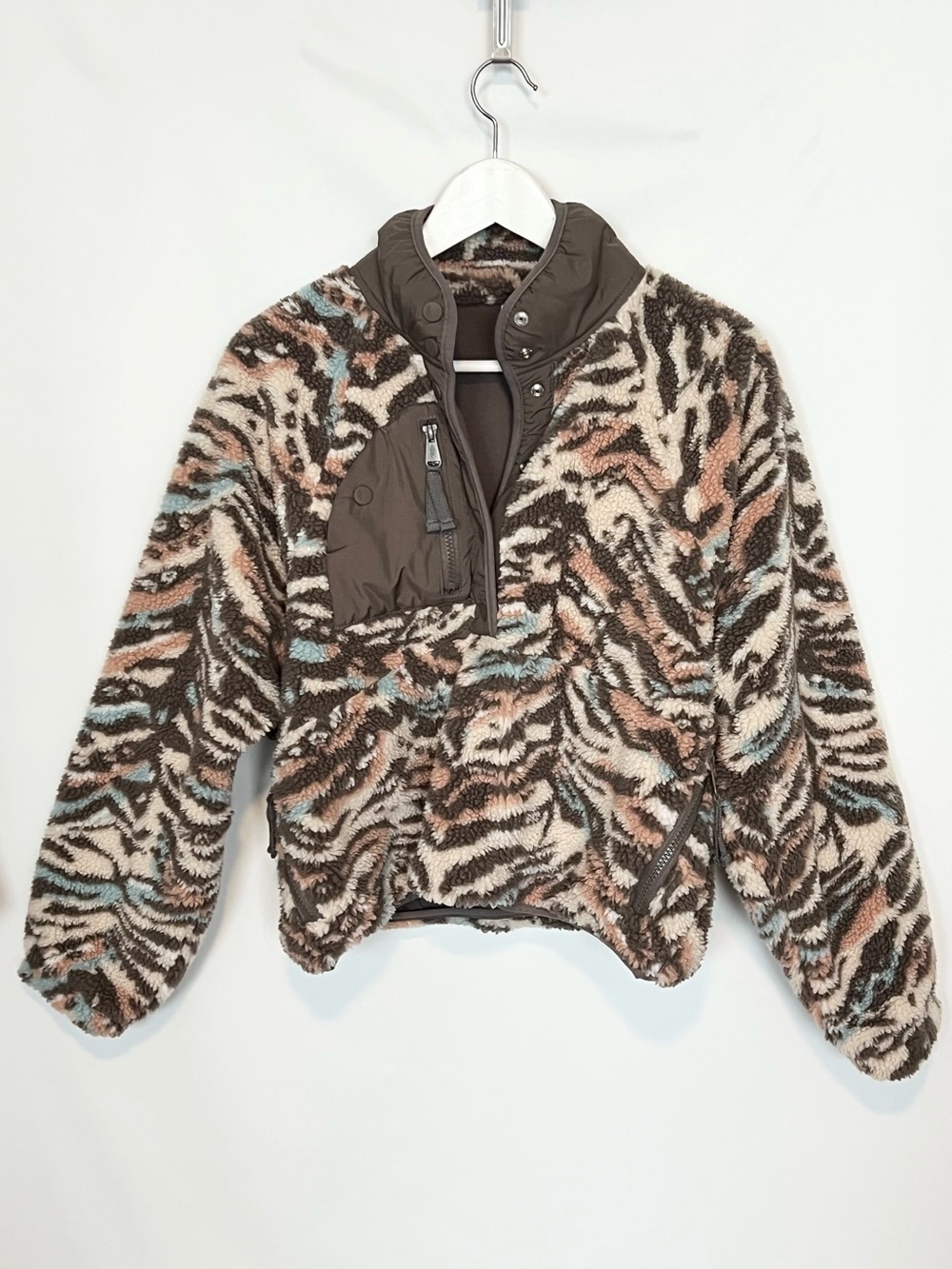 FP Movement Rocky Ridge Pullover XS Desert Combo Zebra Print Sherpa Fleece - Picture 4 of 9
